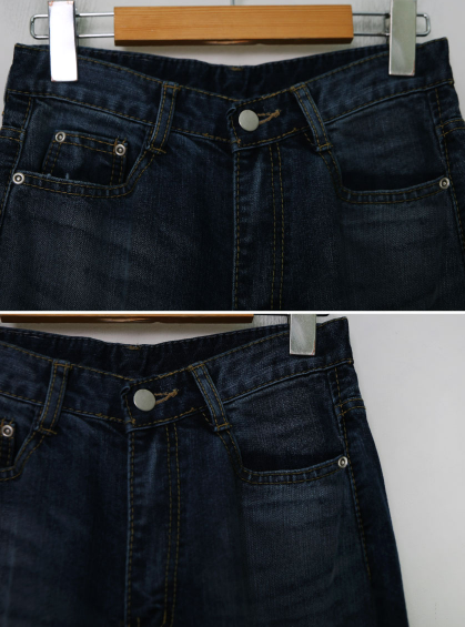 TY Deep Blue Washed Denim Wide Pants