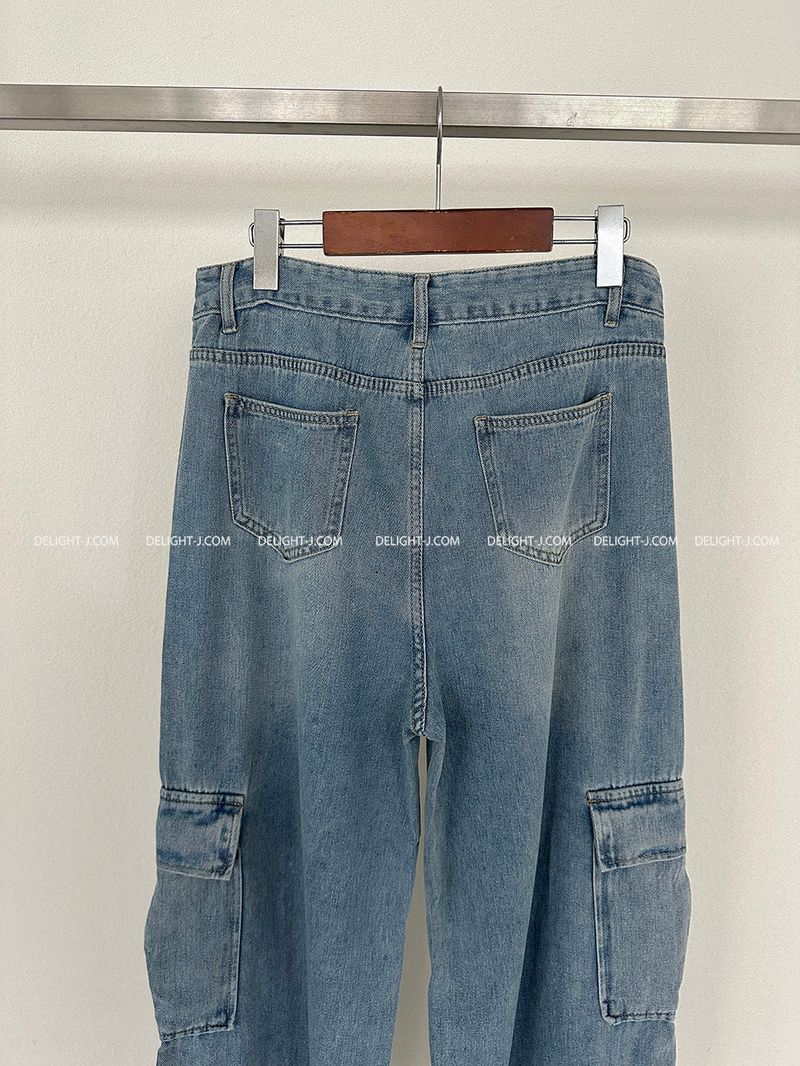 Strap Cargo Wide Jeans