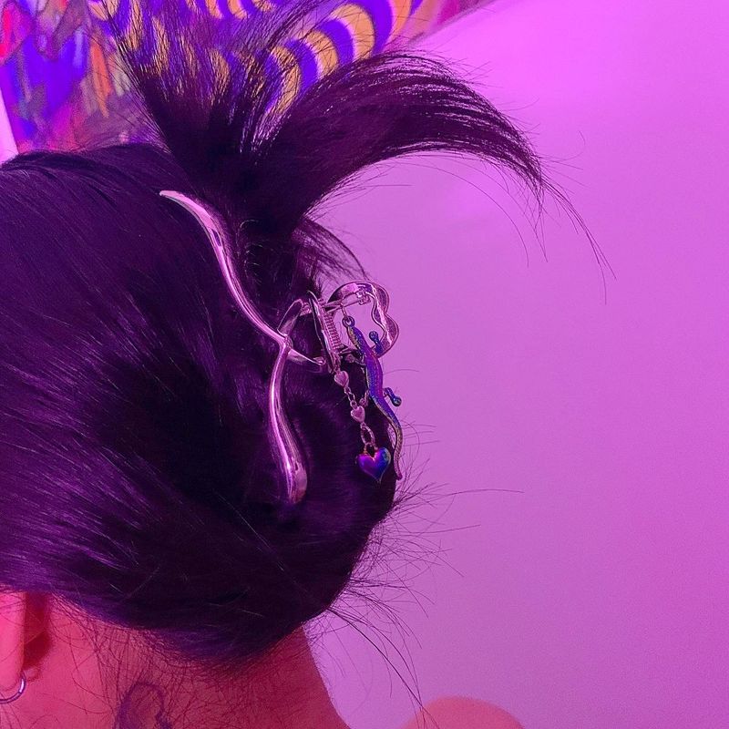 Rainbow lizard heart Hairpin