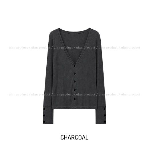 Mine Ribbed V-neck Button Cardigan