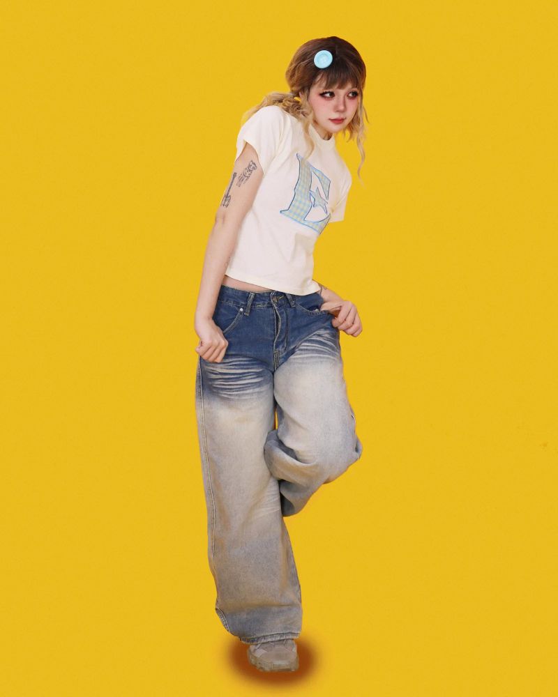 papaya low denim pants
