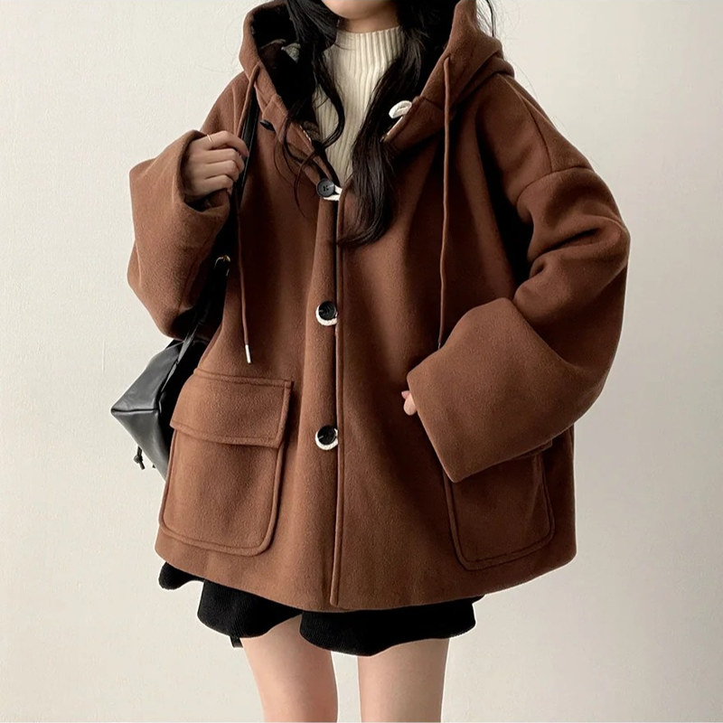 Heel double wool royal boxy pocket hooded coat 