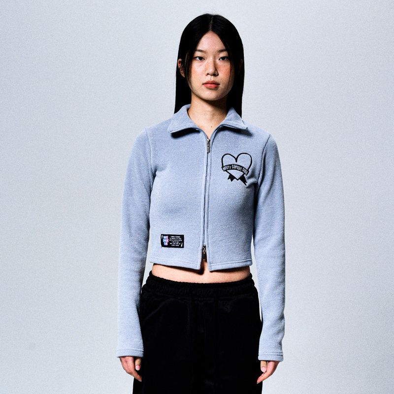 freakishbuilding(フリーキッシュビルディング)の「HEART BAND CROP CARDIGAN (ASH BLUE)()」