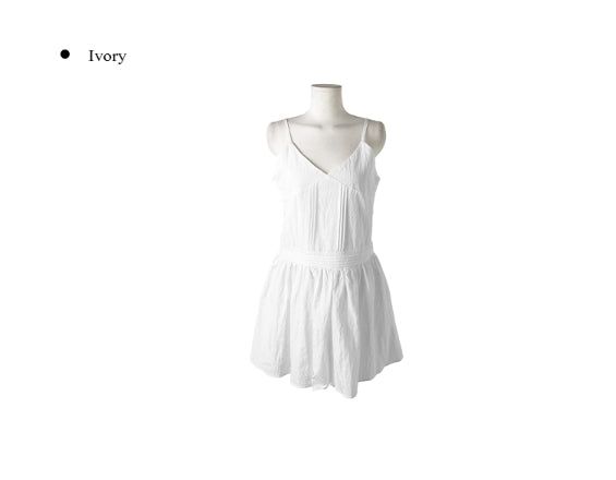 Omk Pintuck V-Neck Flare Sleeveless One Piece