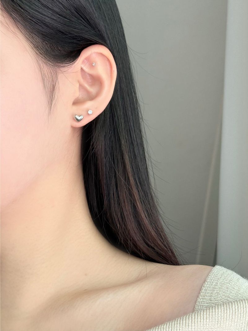[3 set] wedding pearl heart earrings set