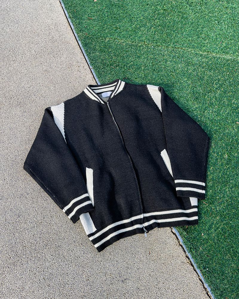Noire Varsity Knit Zip-Up