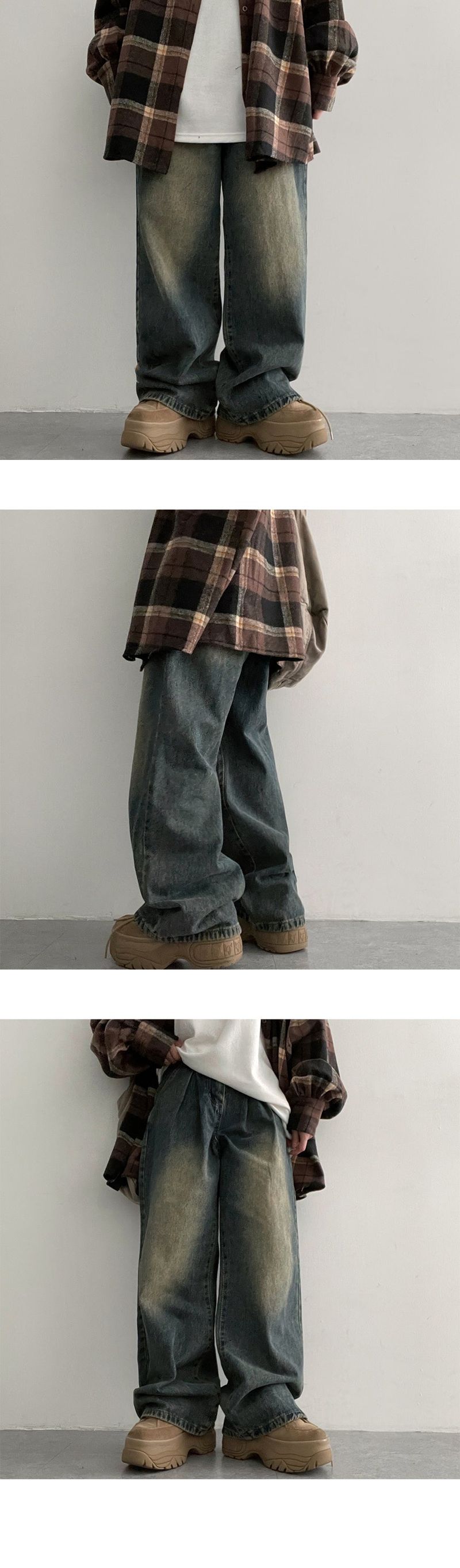 Lese pintuck wide denim pants