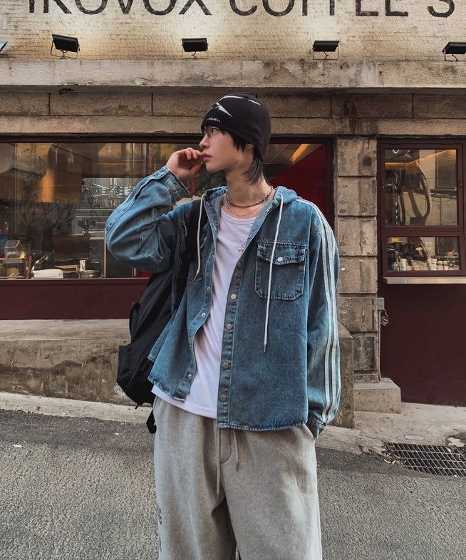 Fran Track Hooded Denim Shirt