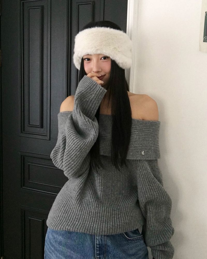 [ORIGINAL] DARE Off-Shoulder Rib Knit