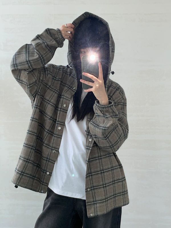 KIXI（キッシー）の「(UNISEX) Brany Flannel Hood Shirt（Tops）」