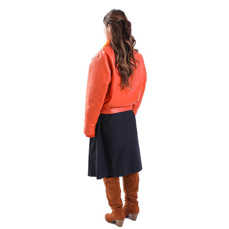 RIDERS LEATHER BOMBER ORANGE