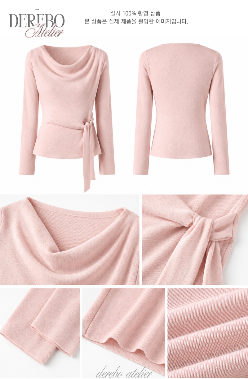 Flow Pink Shirring Wrap Knit Top