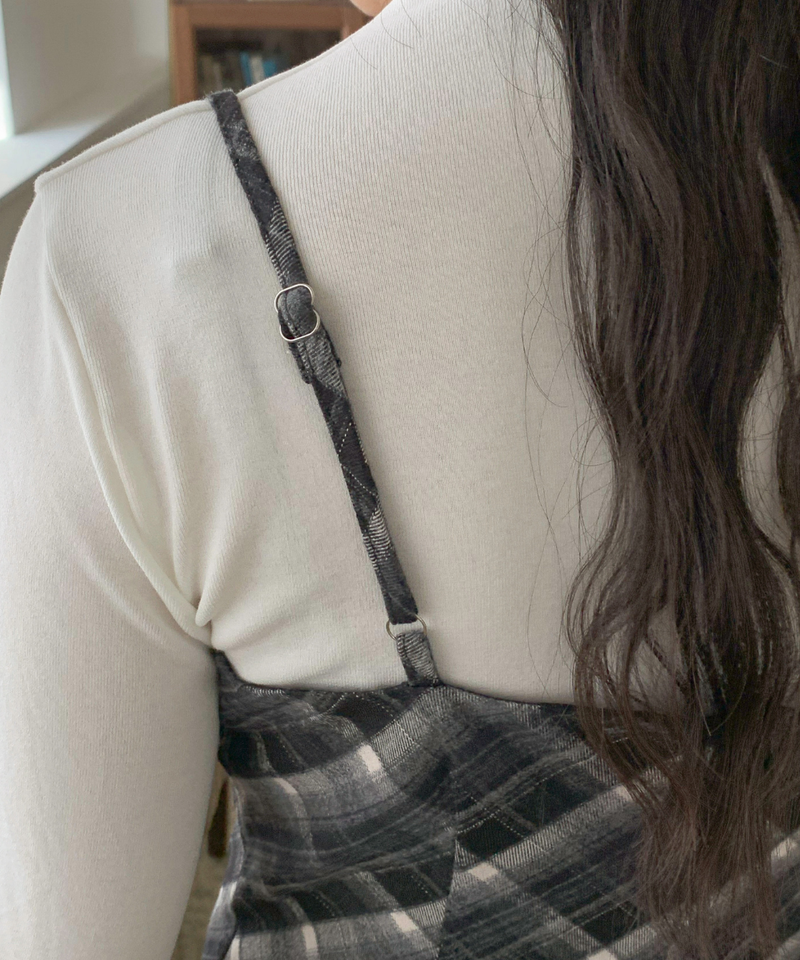 Mute Unbalanced Bustier Checkered Dress