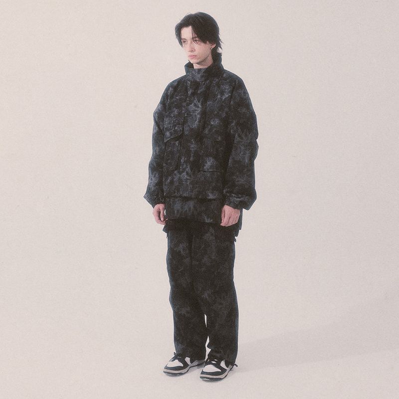 tie-dye wide cargo pants_black