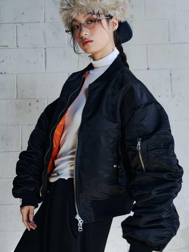 VOLUME SHIRRING MA-1 / BLACK
