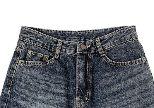Quart Brushed Deep Blue Denim Washing Wide Pants