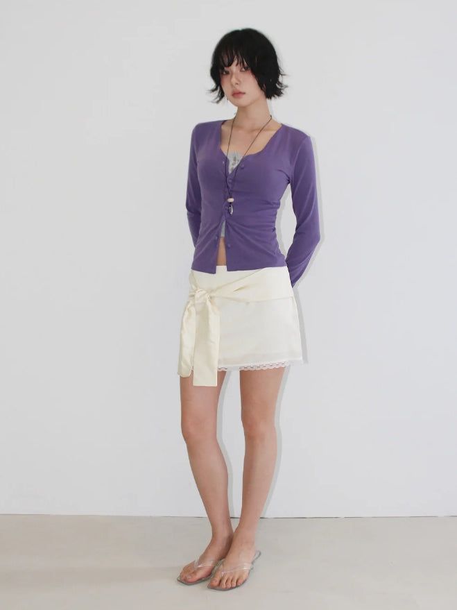 [with cup] LACE BUTTON SLEEVELESS