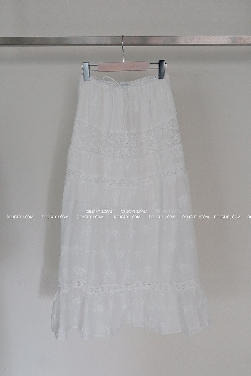 eyelet cancan maxi long skirt