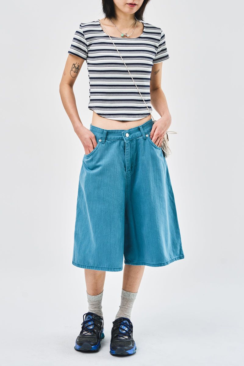 Tar Dyeing Bermuda Denim (2color)