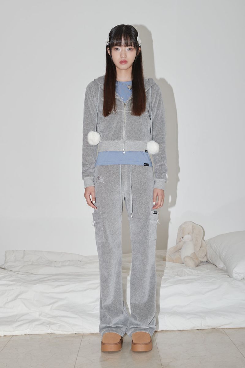 VELVET BING BONG TRAINING HOODY (MELANGE GRAY)