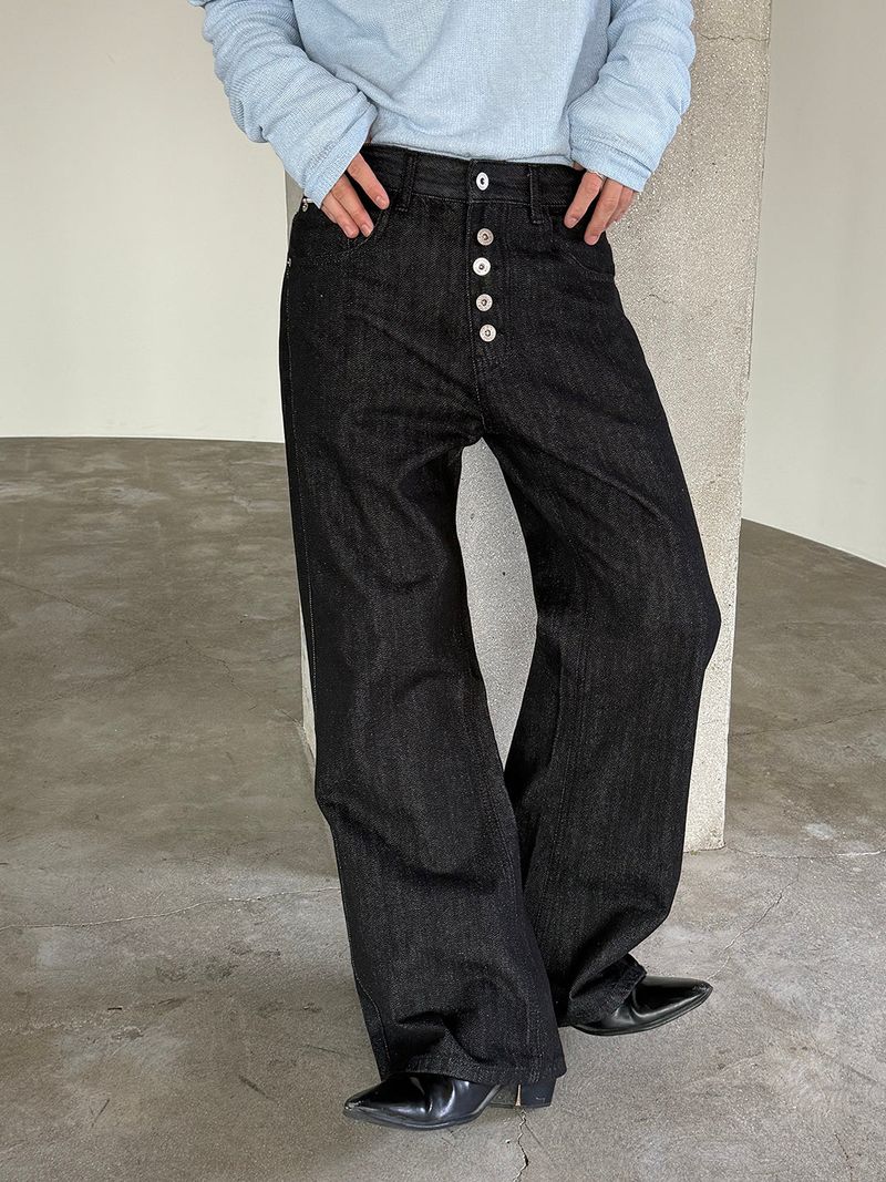 Retro 5 button wide denim pants