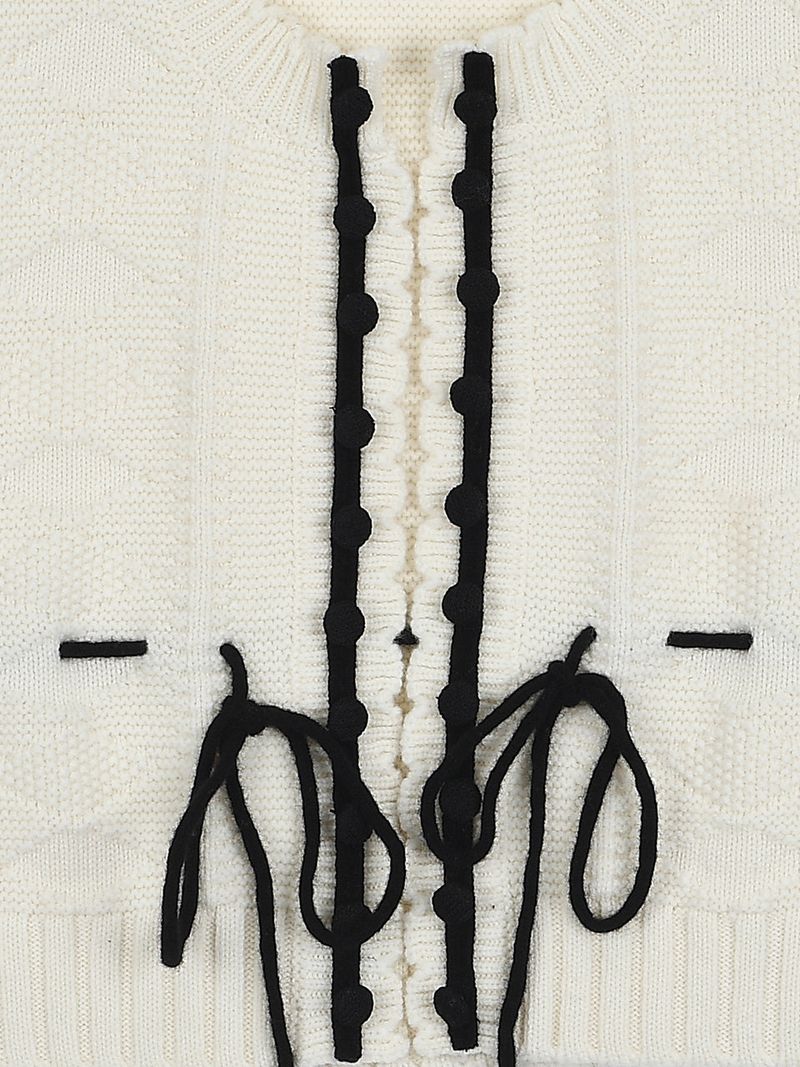 Petite Ribbon Knit Vest (Ivory)