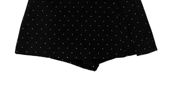 Oen Dot Slit Belt Mini Skirt