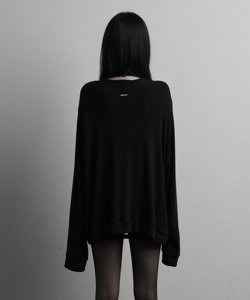[label] wool rivet overfit open cardigan (black)
