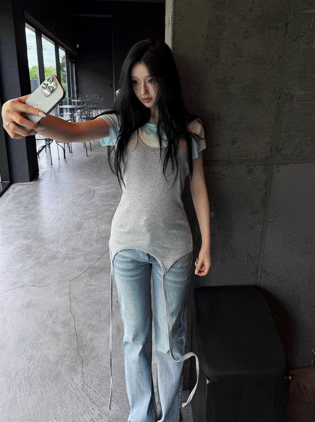 hatsukoshi（ハツコシ）の「Long halter strap layered top（Tops）」