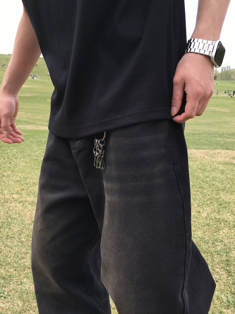 シエルブラックチンウォッシュ加工デニムパンツ