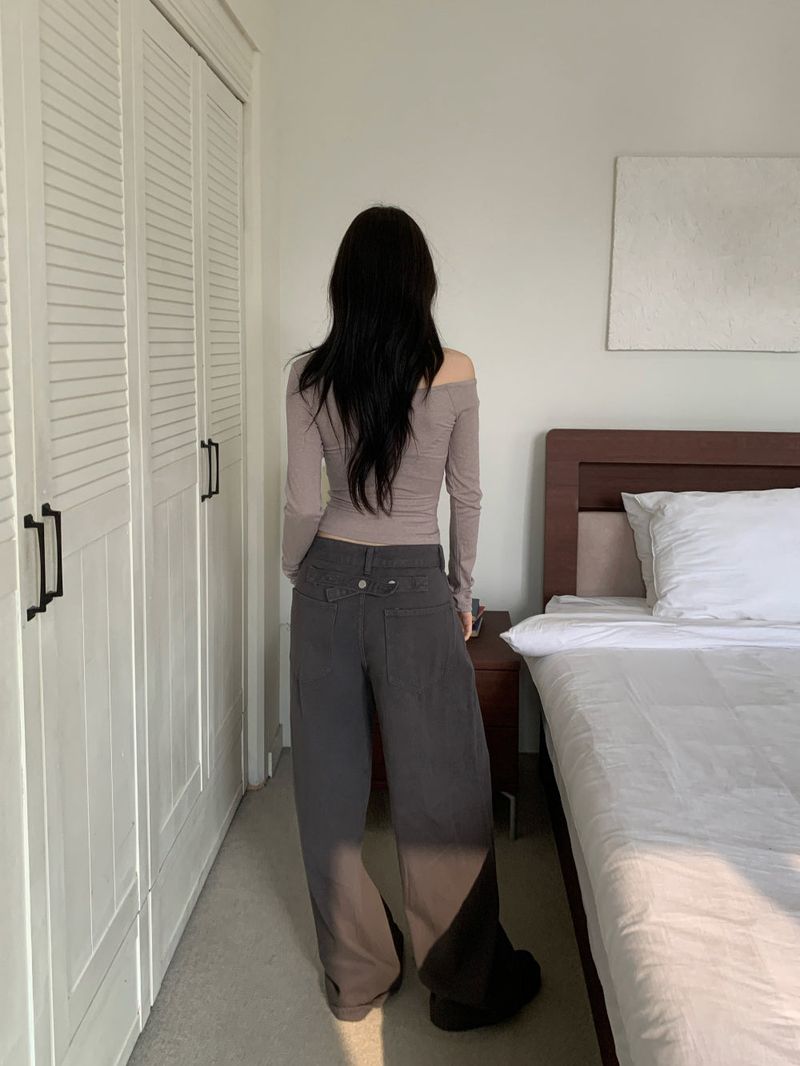 Back Point Bizzo Wide Long Denim Pants