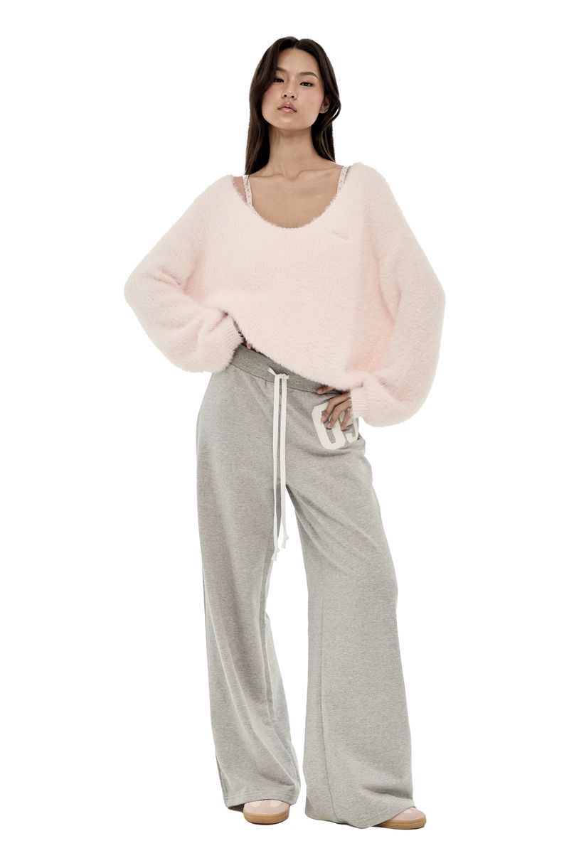 09 Numbering straight pants, Pink