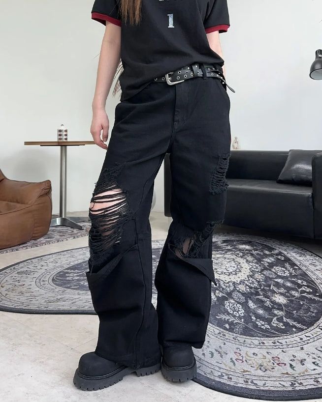 Fed Damage Layered Cotton Pants