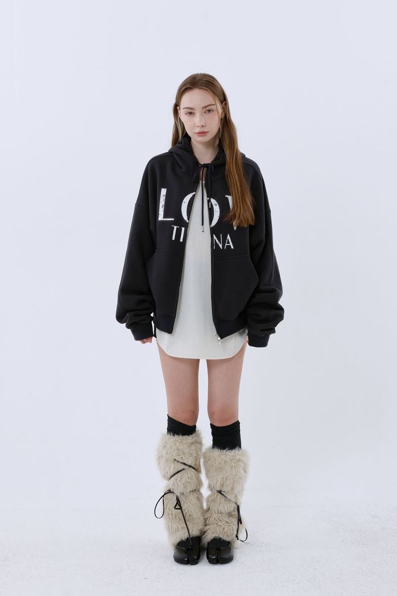 LT ROUGH HOOD ZIP-UP_CHARCOAL