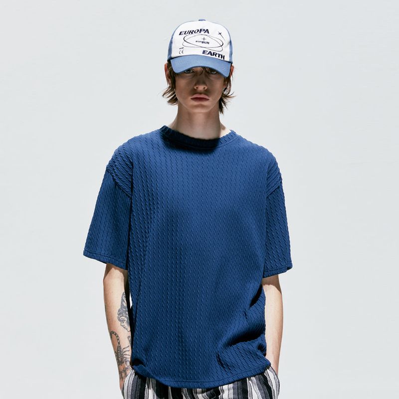 jacquard knit t-shirt blue