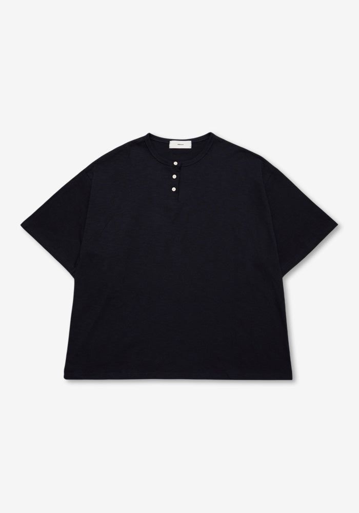[SEMADE] Short Slub Henley Neck Over Sleeve 슬럽 헨리넥 티셔츠 (반팔)