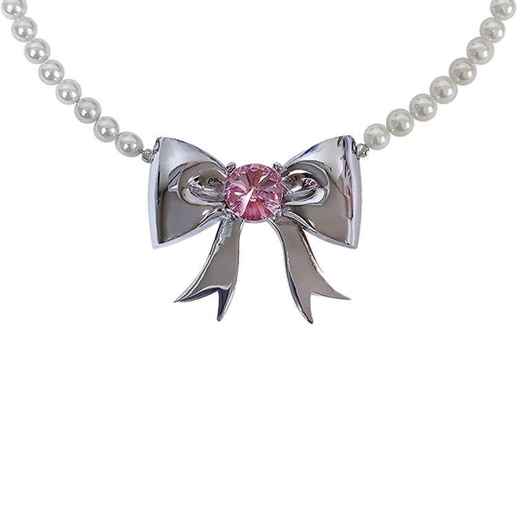Big ribbon pearl necklace