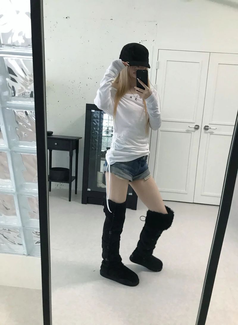アイレットパンチングシャーリングロングTシャツ(4 color)