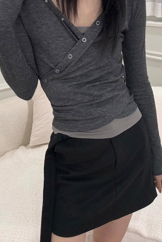 Mori Belt Wool Midi Skirt