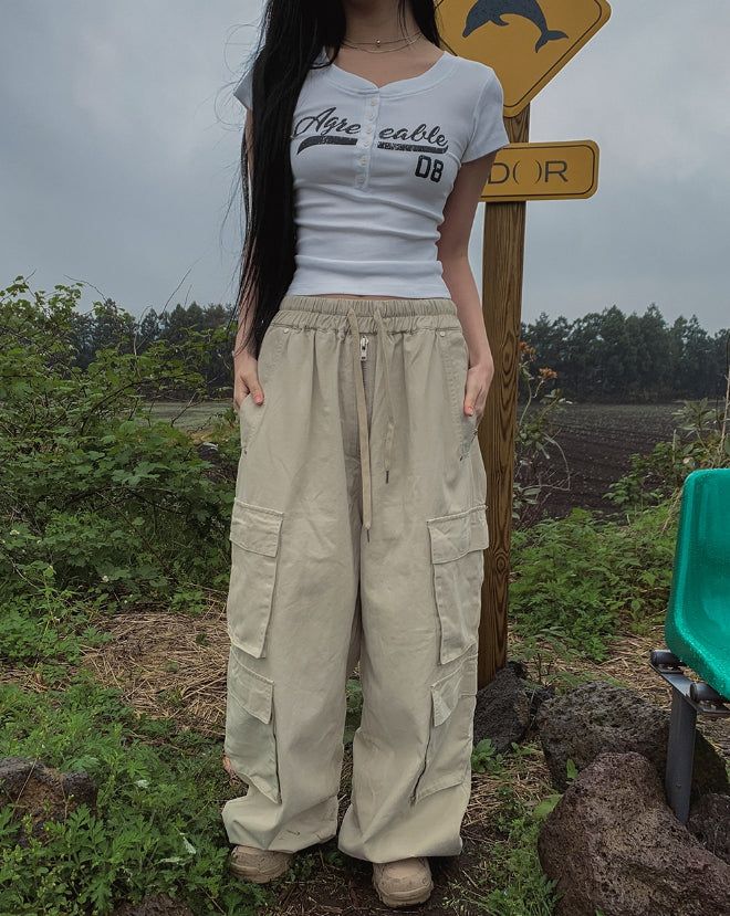 ruby zipper wide cargo pants