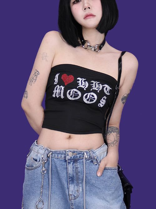 KUO（クーオ）の「cubic lettering heart top (2color)（Tops）」