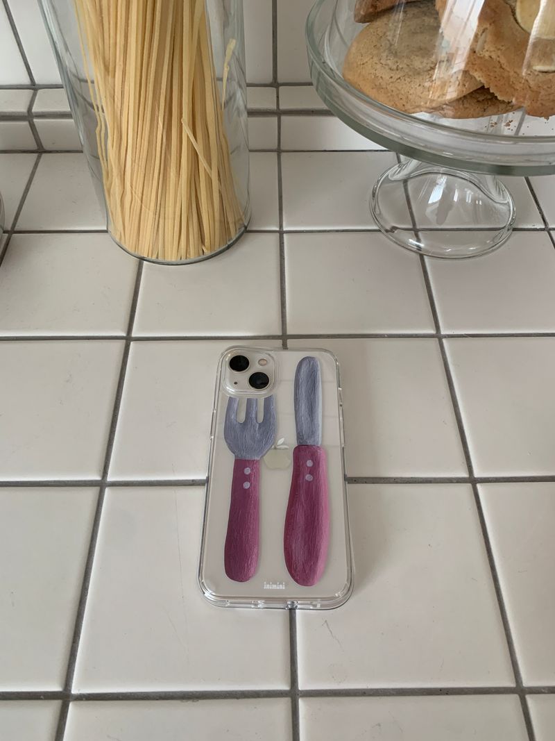 Pink cutlery case - jelly hard