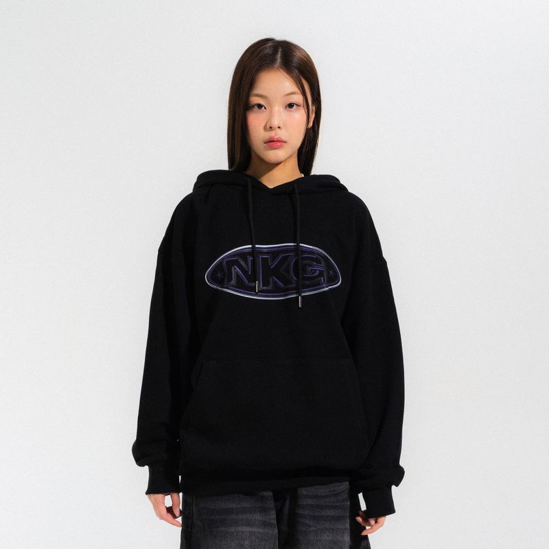 NEWKITSCH(ニューキッチジェネレーション)の「CHROME OVAL LOGO HOOD TEE-BLACK(Tops)」