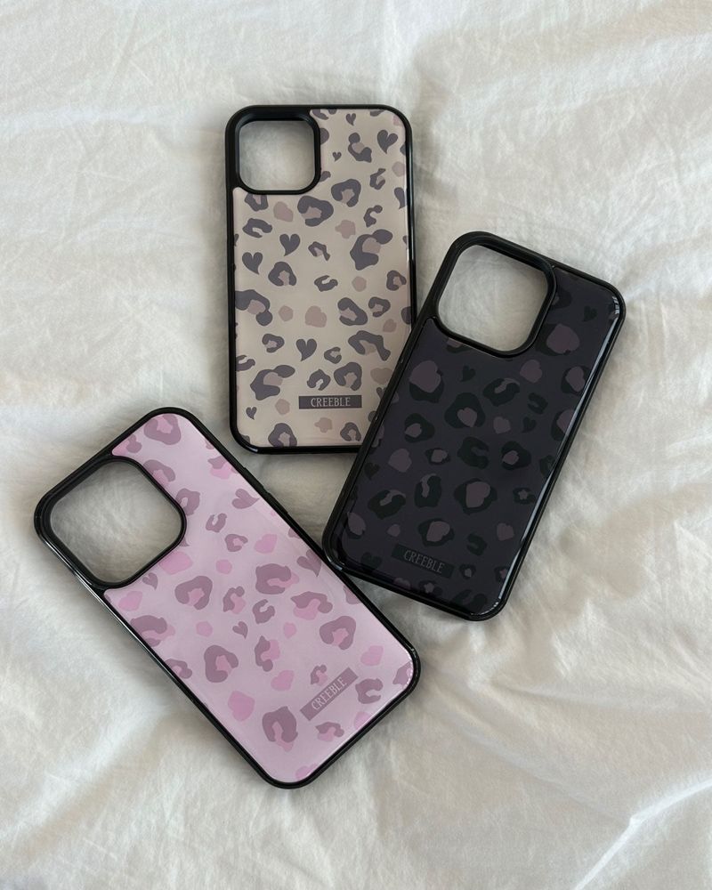 [MADE] Heart leopard epoxy bumper case(black)