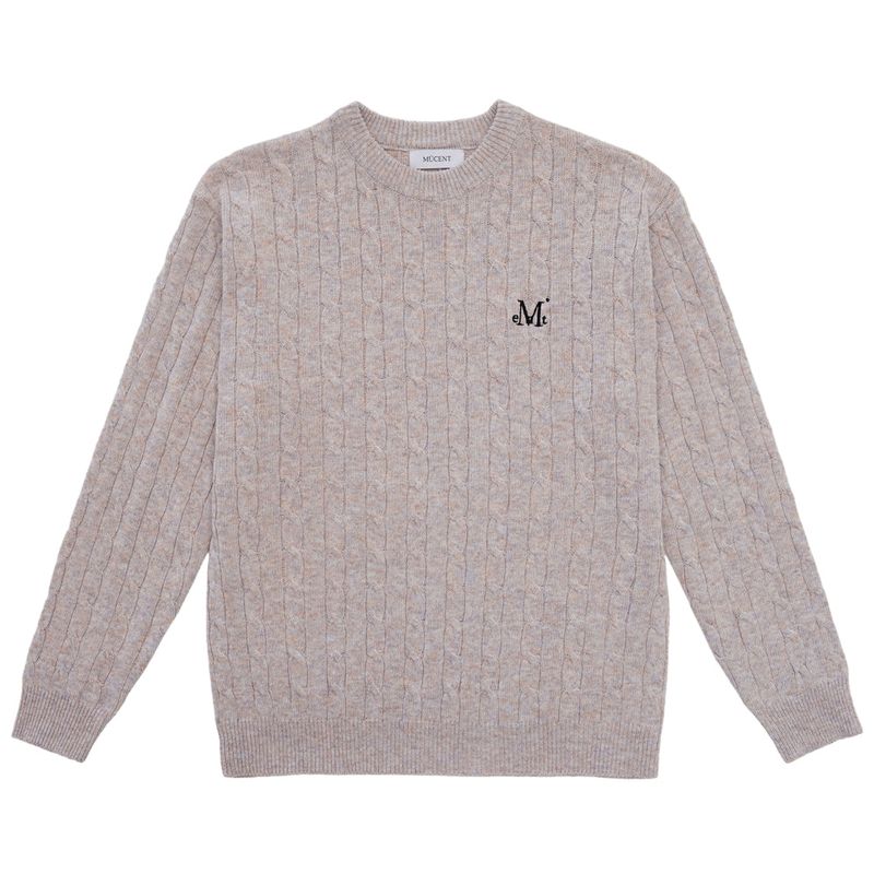 MUCENT(ムセント)の「MANI R-NECK CABLE KNIT UNISEX (3color)(Tops)」