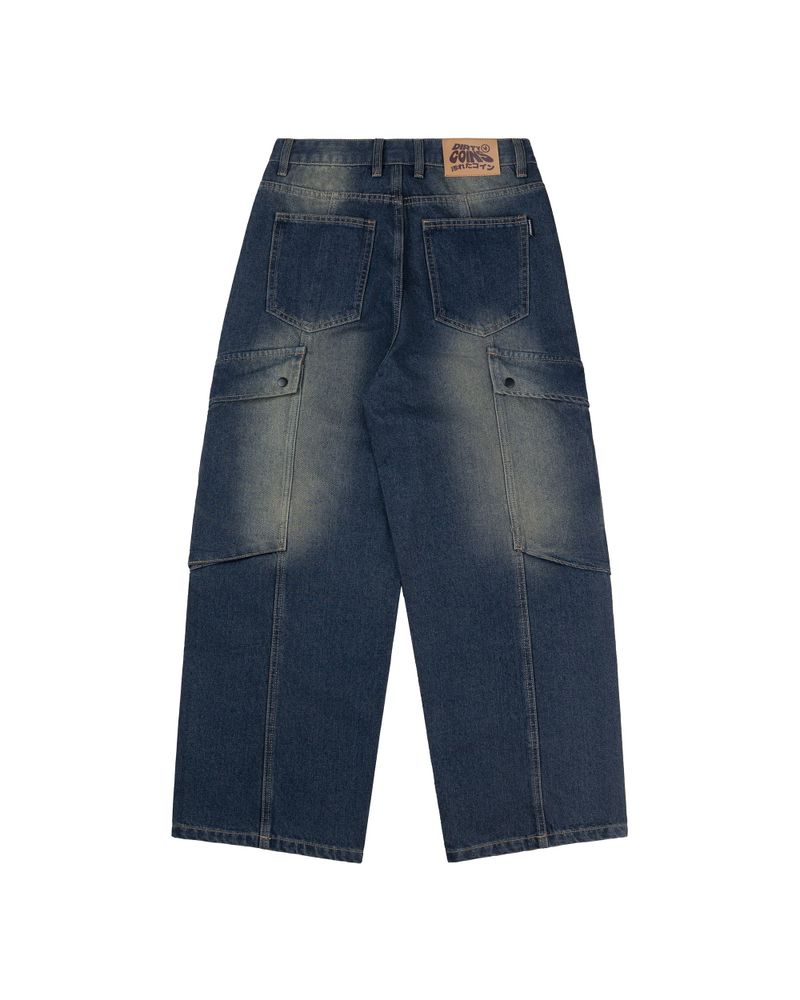 DirtyCoins Splicing Cargo Pants Blue Wash