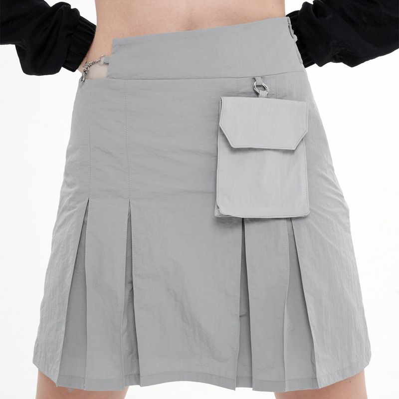 POCKET DETAIL CHAIN SKIRT(LIGHT GRAY)