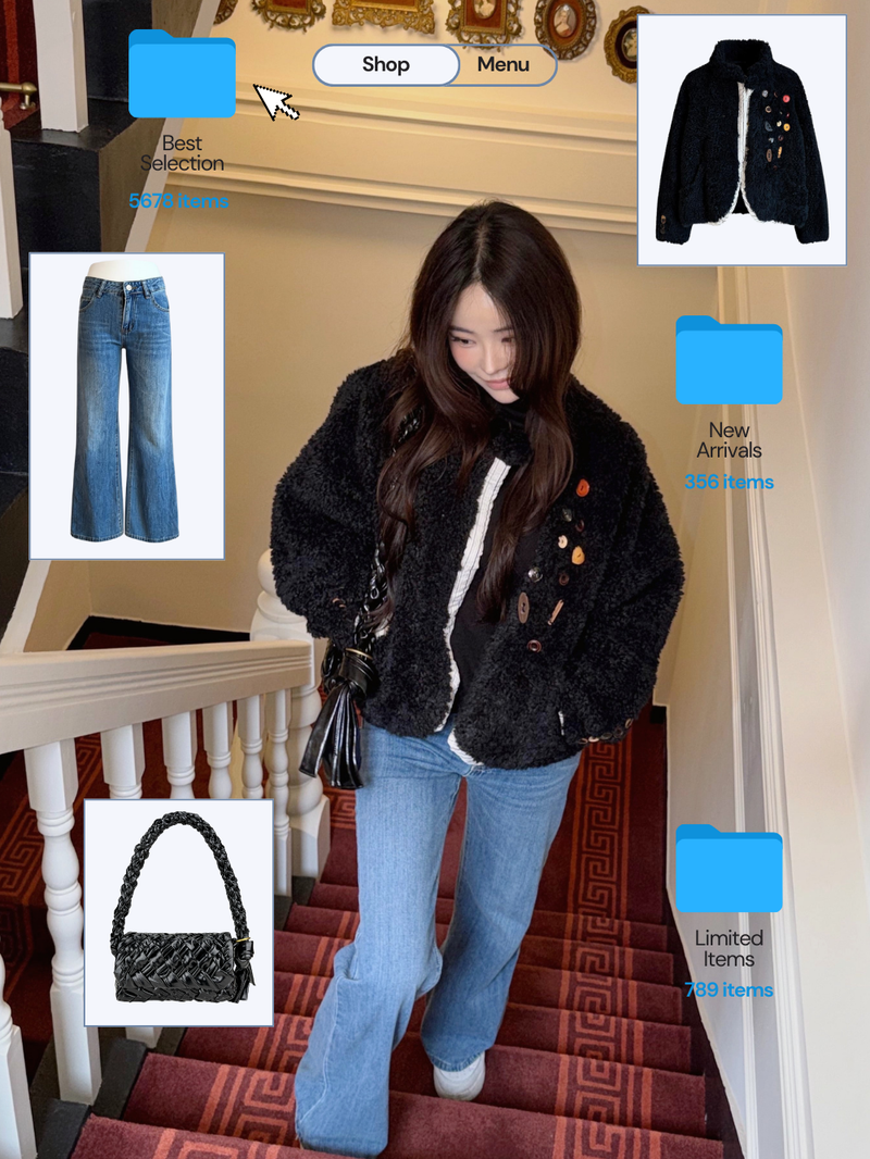 low semi-long denim pants
