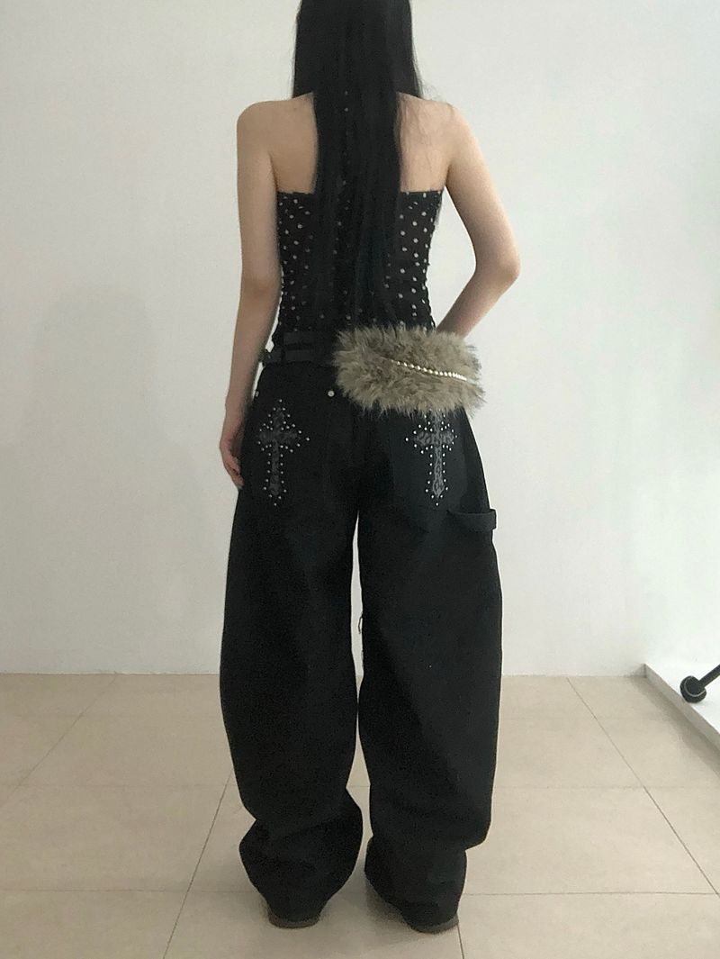 onthenextpage（オンザネクストページ）の「Stud Cross Wide Denim Pants（Pants）」