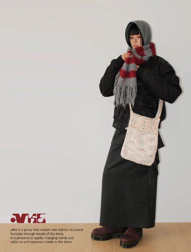 (WOOL) TIE STRAP LAYERED SKIRT